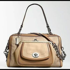 Coach Bonnie Natural Straw Leather LG Handbag